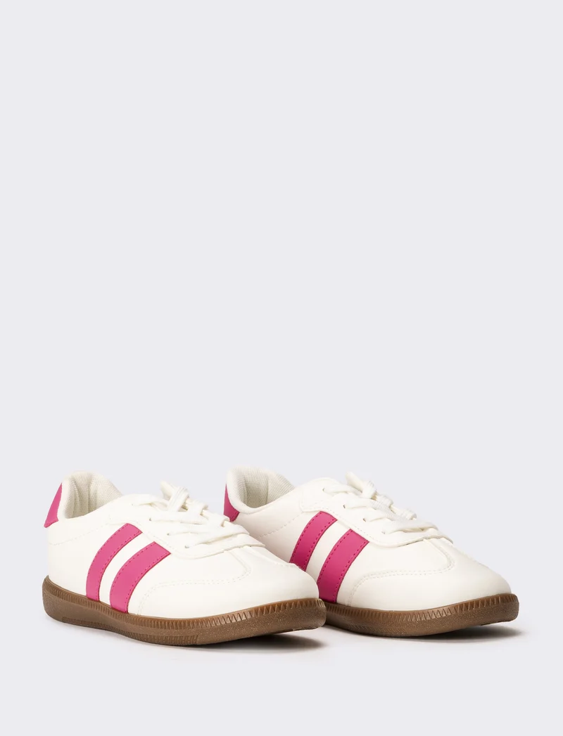 Sneakers con riporti da bambina - Bianco
