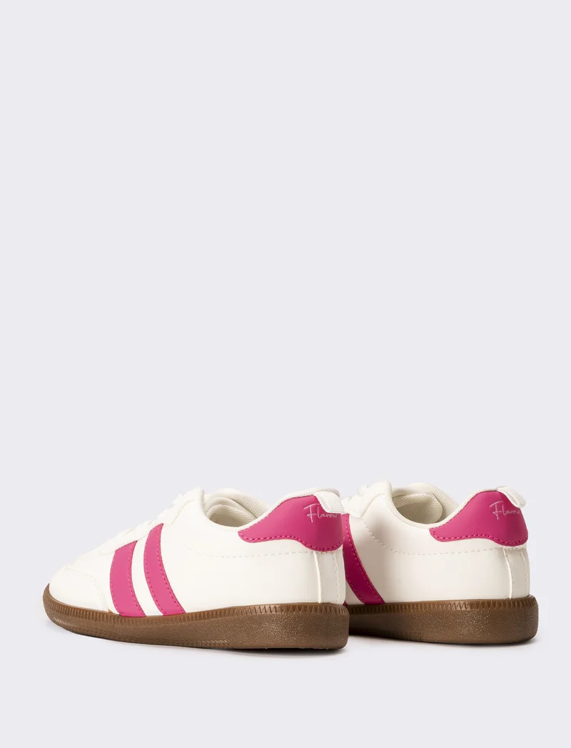 Sneakers con riporti da bambina - Bianco