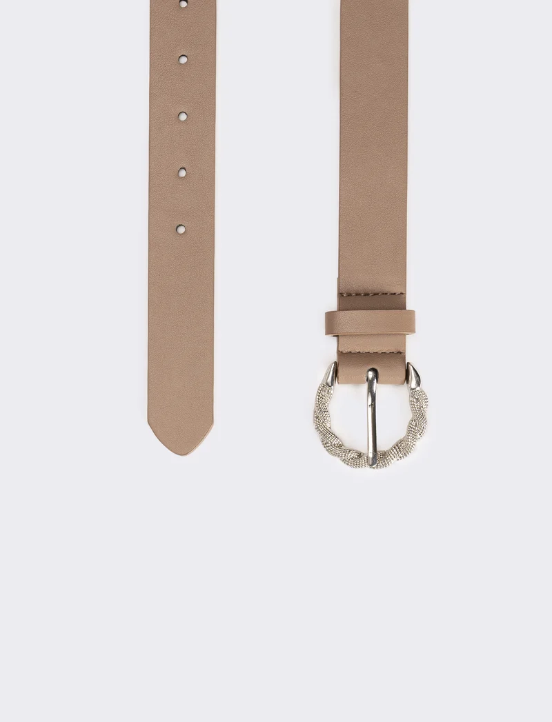 Cintura donna con fibbia - Grigio fango