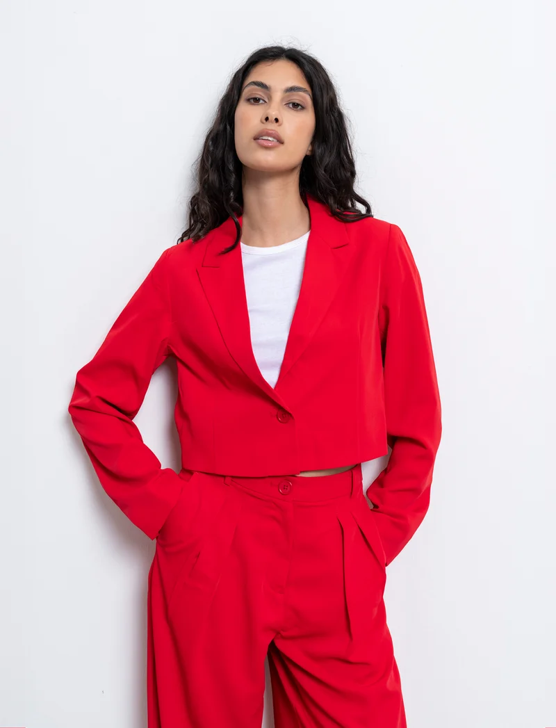 Blazer crop da donna - Rosso