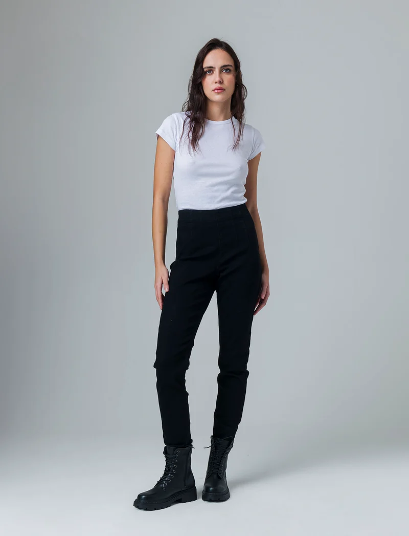 Skinny jeans con elastico in vita da donna - Nero