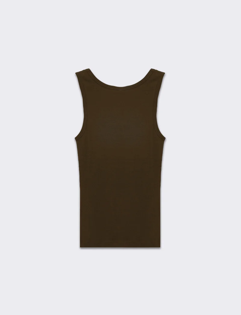 Top canottiera basico da donna - Marrone tabacco