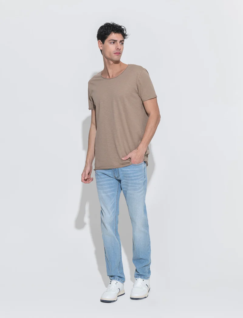 T-shirt cotone slub regular fit da uomo - Grigio tortora