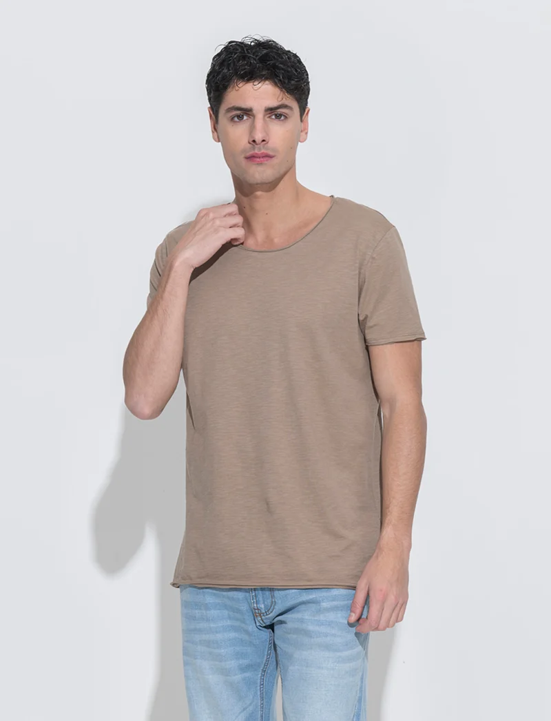 T-shirt cotone slub regular fit da uomo - Grigio tortora