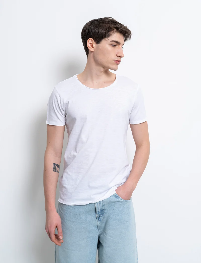 T-shirt cotone slub regular fit da uomo - Bianco