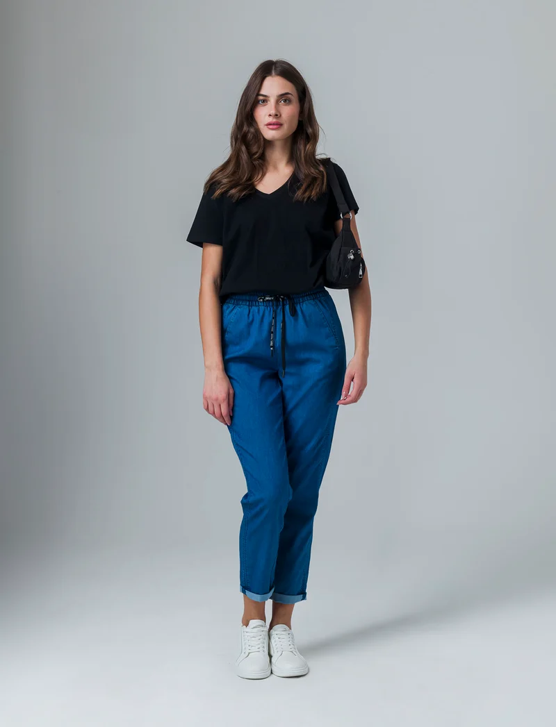Pantalone con coullisse da donna - Denim