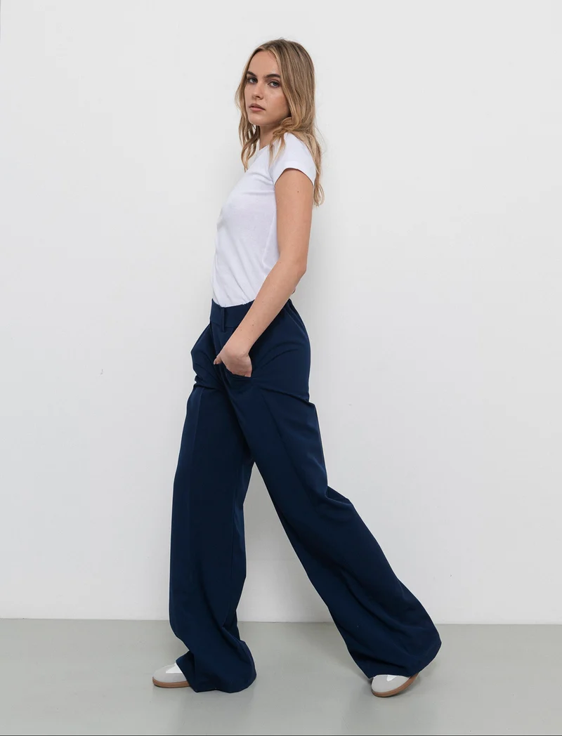Pantalone a palazzo confort fit da donna - Blu
