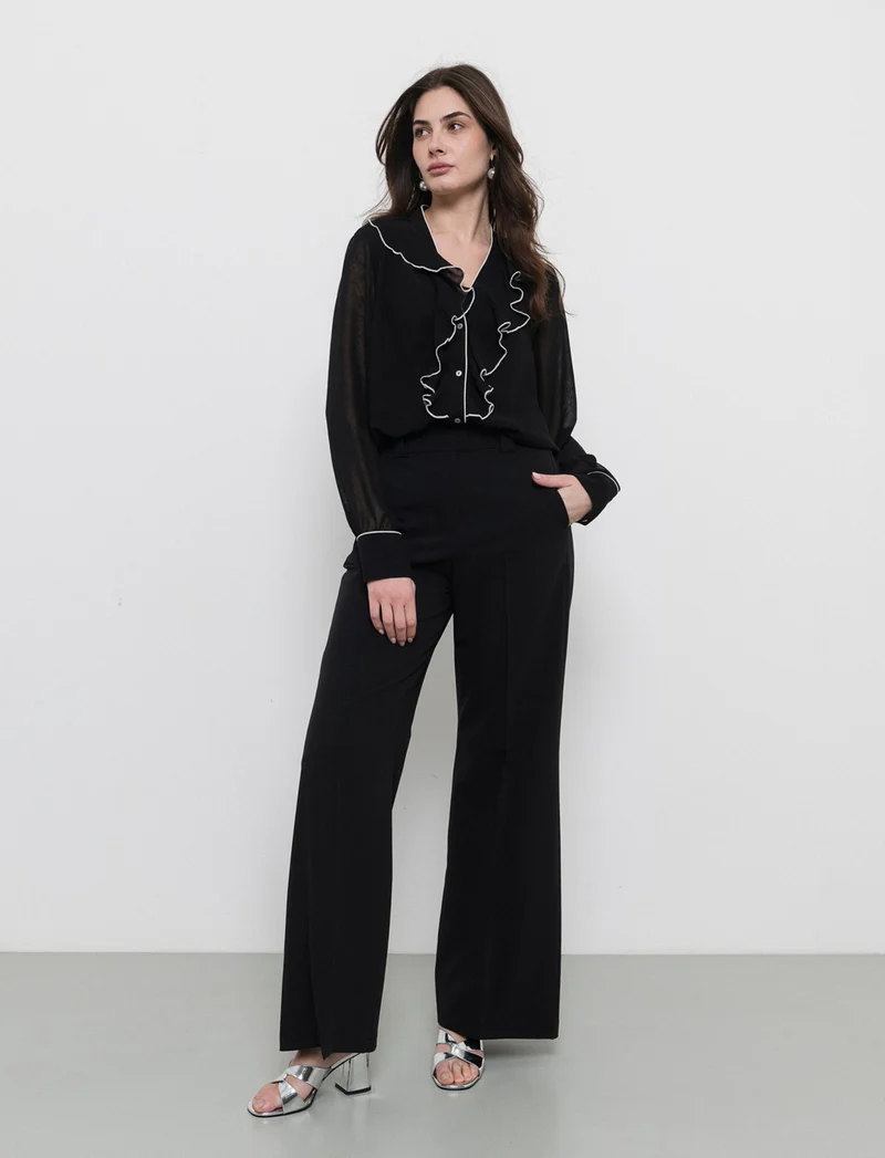 Pantalone a palazzo confort fit da donna - Nero