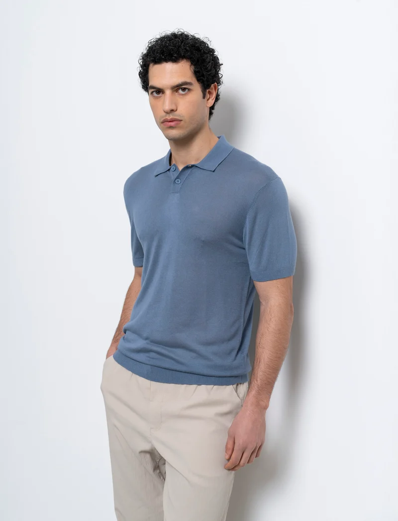 Polo in maglia sottile da uomo - CARTA DA ZUCCHERO