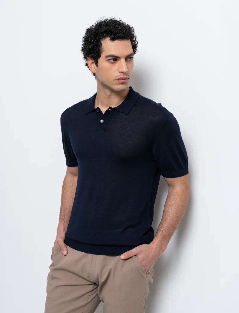 Polo in maglia sottile da uomo - Blu