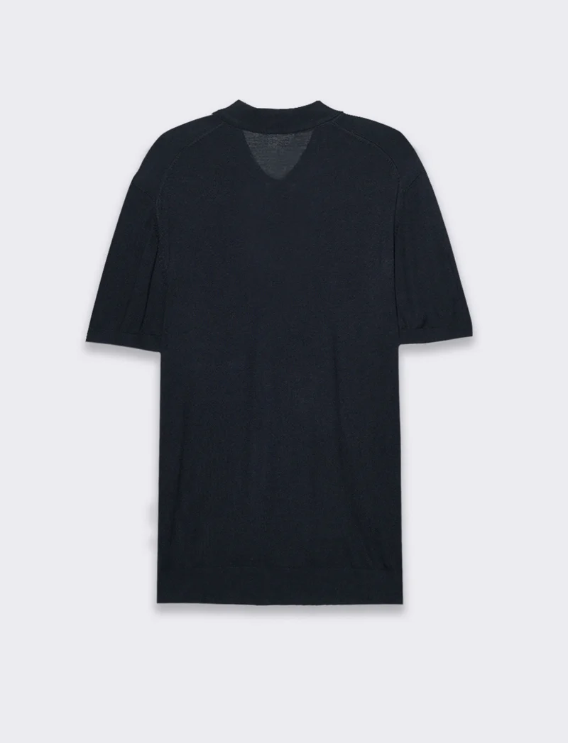 Polo in maglia sottile da uomo - Blu