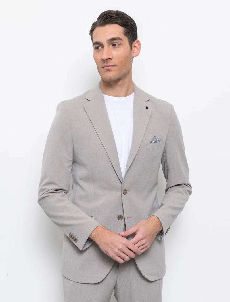 Blazer da completo effetto fil a fil da uomo - Grigio tortora