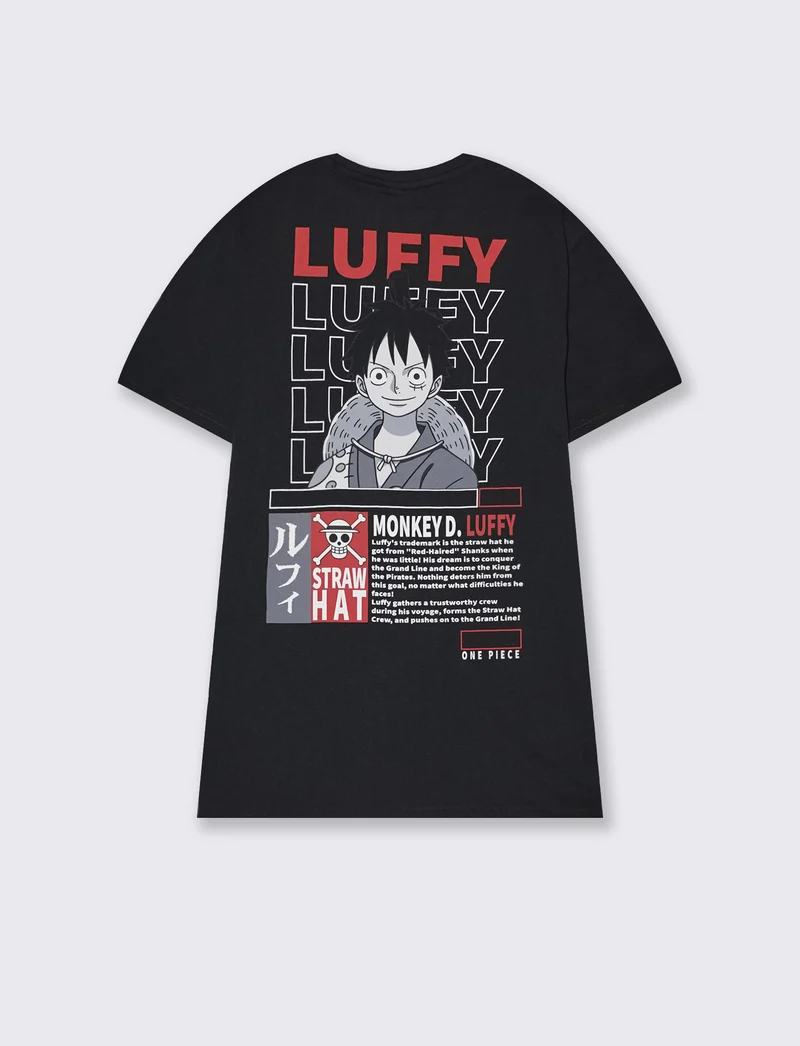 T-shirt stampa one piece da uomo - Nero