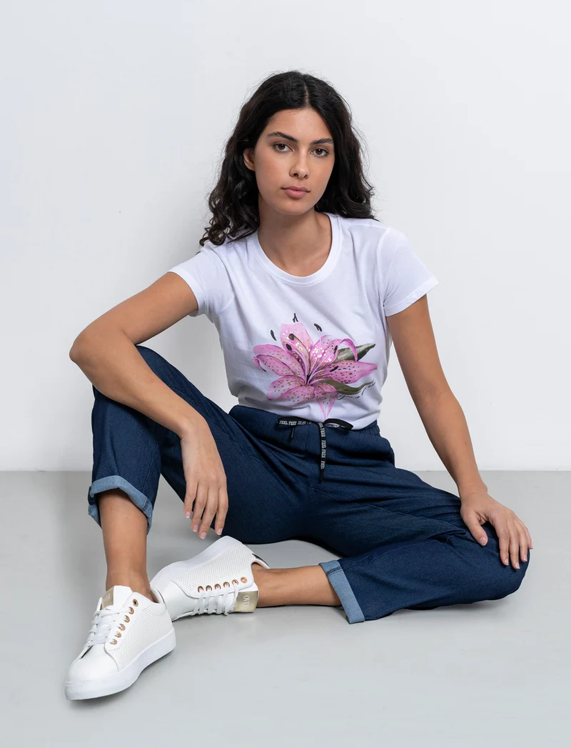 Pantalone con coullisse da donna - DENIM SCURO
