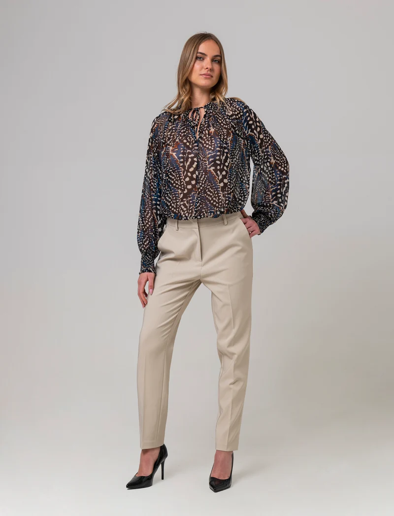 Pantalone skinny con elastico in vita da donna - Beige