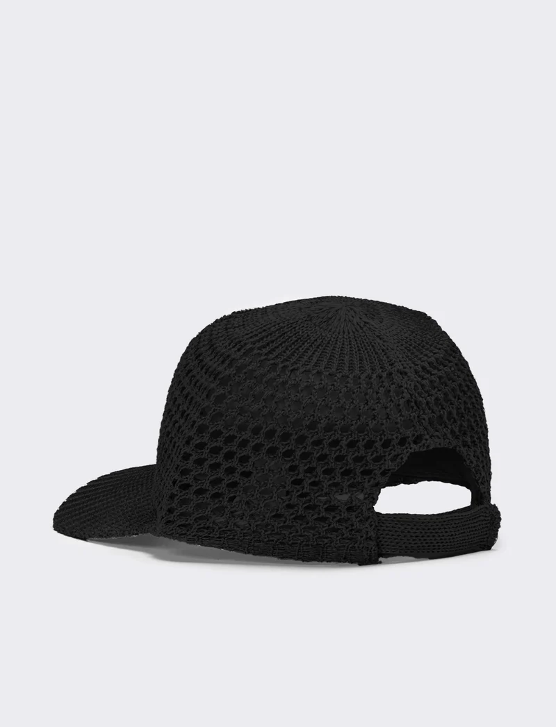 Cappello donna baseball effetto uncinetto con lurex - Nero