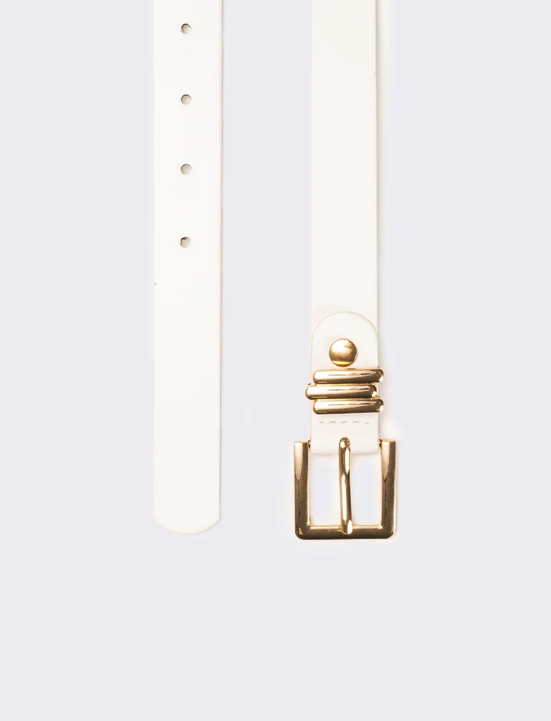Cintura donna liscia fibbia 2,5cm - Bianco