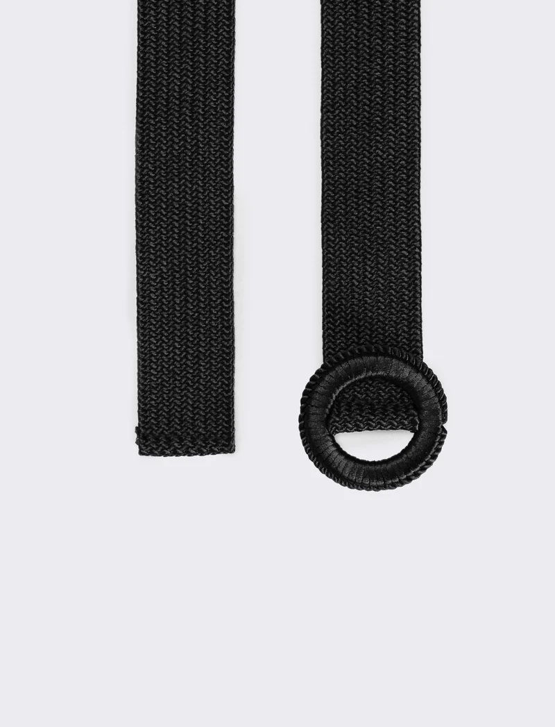 Cintura donna elastica intrecciata lucida - Nero