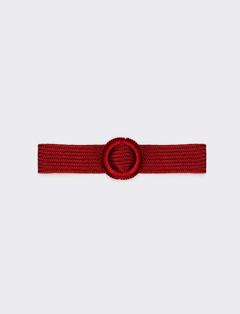Cintura donna elastica intrecciata lucida - Rosso