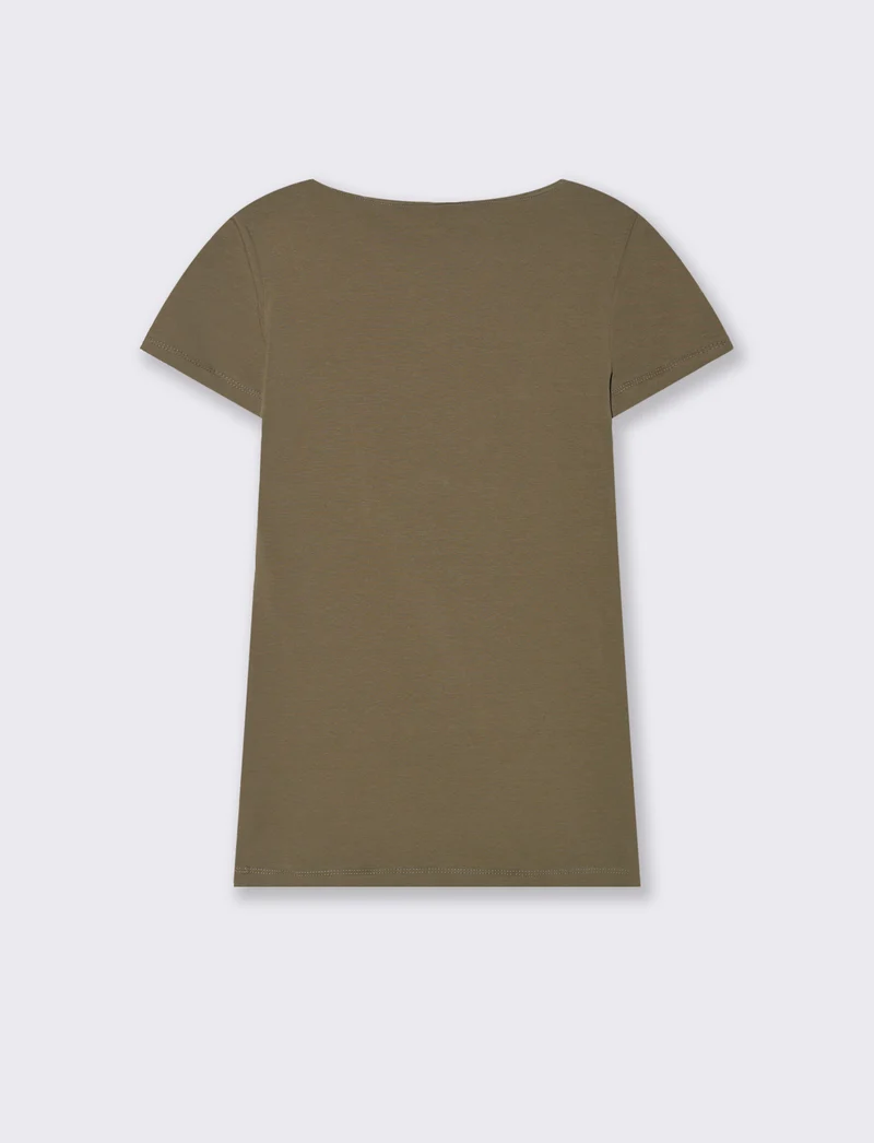 T-shirt basica scollo quadrato da donna - Verde salvia