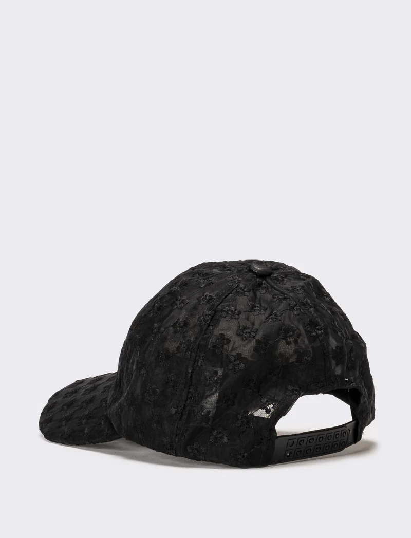 Cappello donna baseball margherite regolabile trasparente - Nero