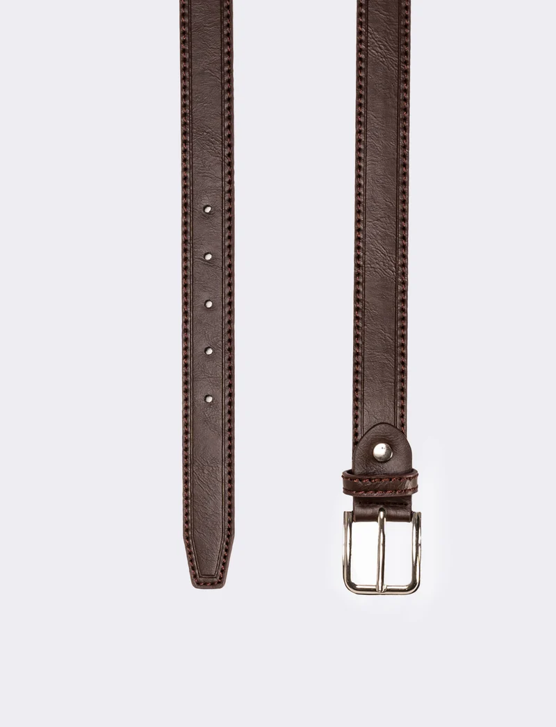 Cintura uomo doppia cucitura - Marrone