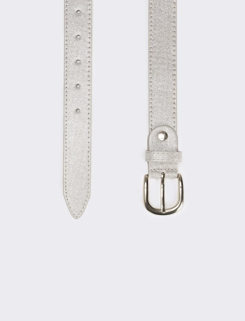 Cintura donna basic in tessuto lurex - Argento