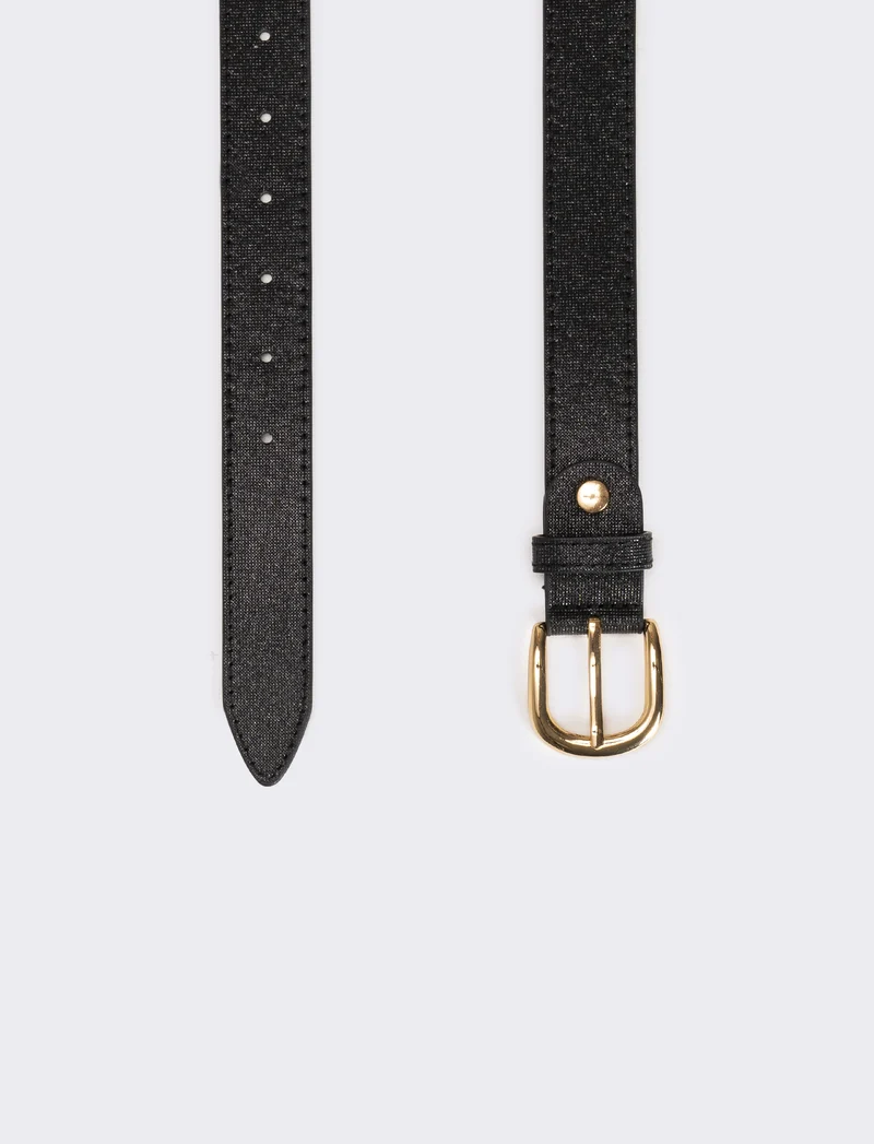 Cintura donna basic in tessuto lurex - Nero