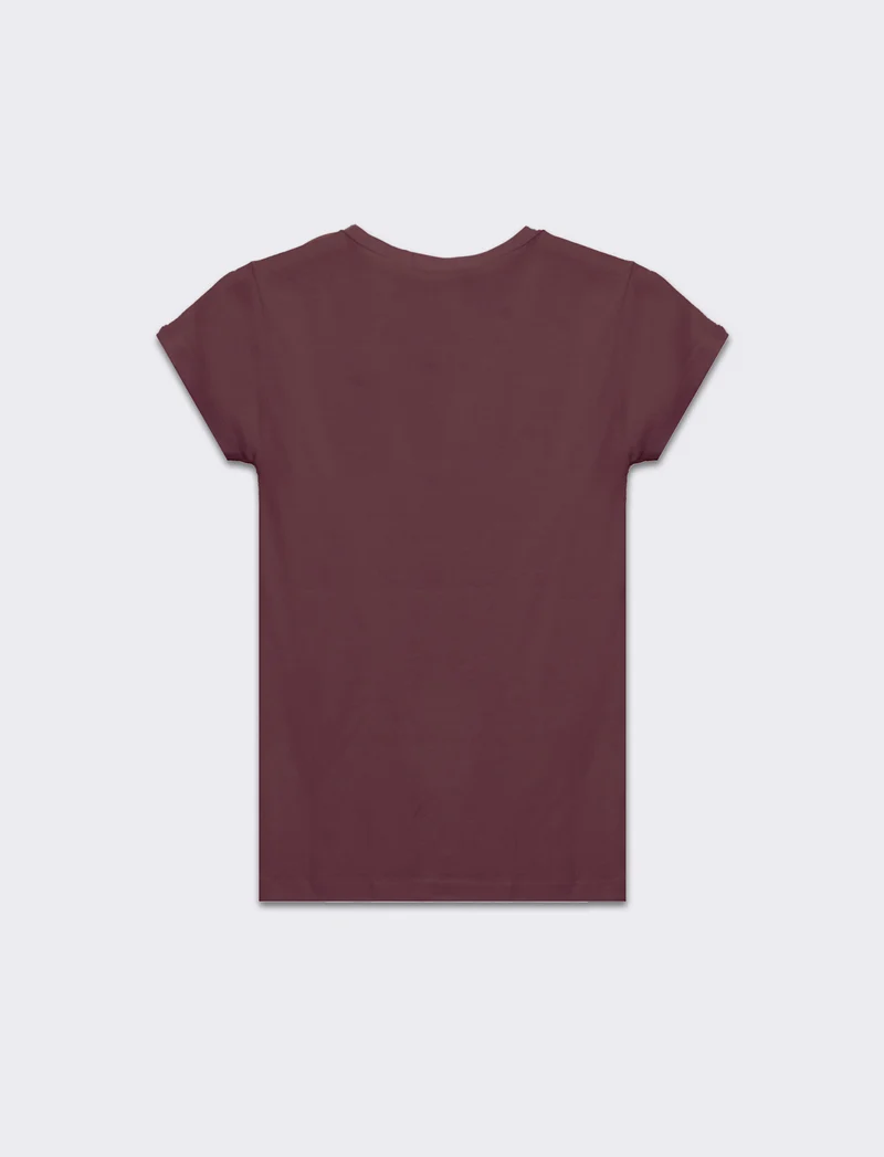 T-shirt basica scollo a v da donna - Rosa cipolla