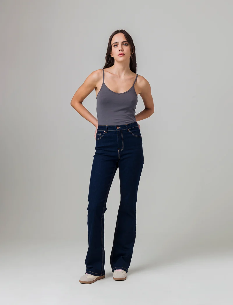 Top basico con scollo a v da donna - Grigio piombo