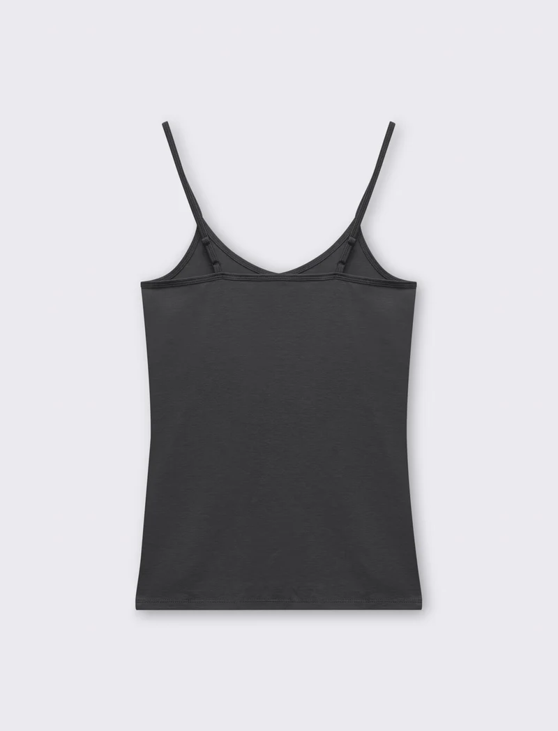 Top basico con scollo a v da donna - Grigio piombo