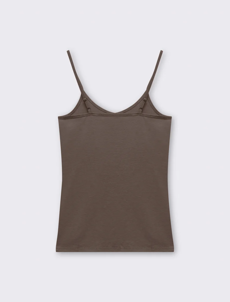 Top basico con scollo a v da donna - Verde salvia