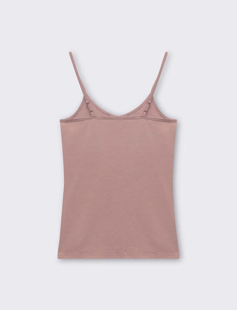Top basico con scollo a v da donna - Rosa antico