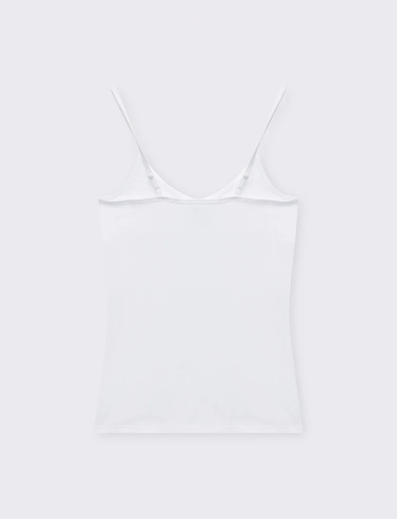 Top basico con scollo a v da donna - Bianco