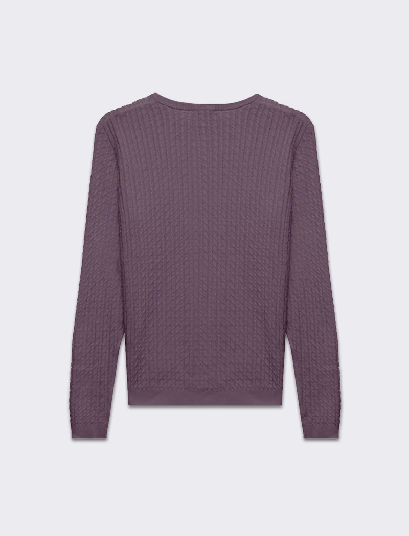 Maglia basica giro collo a trecce da donna - Lilla