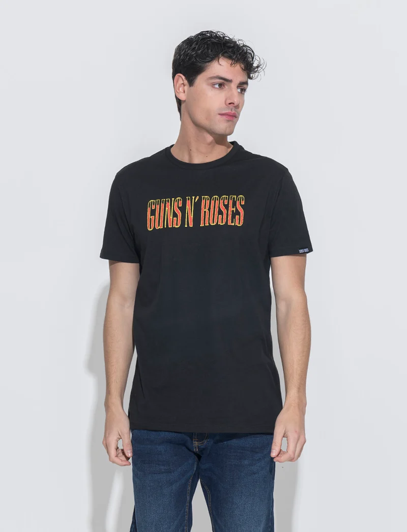 T-shirt stampa guns n' roses da uomo - Nero