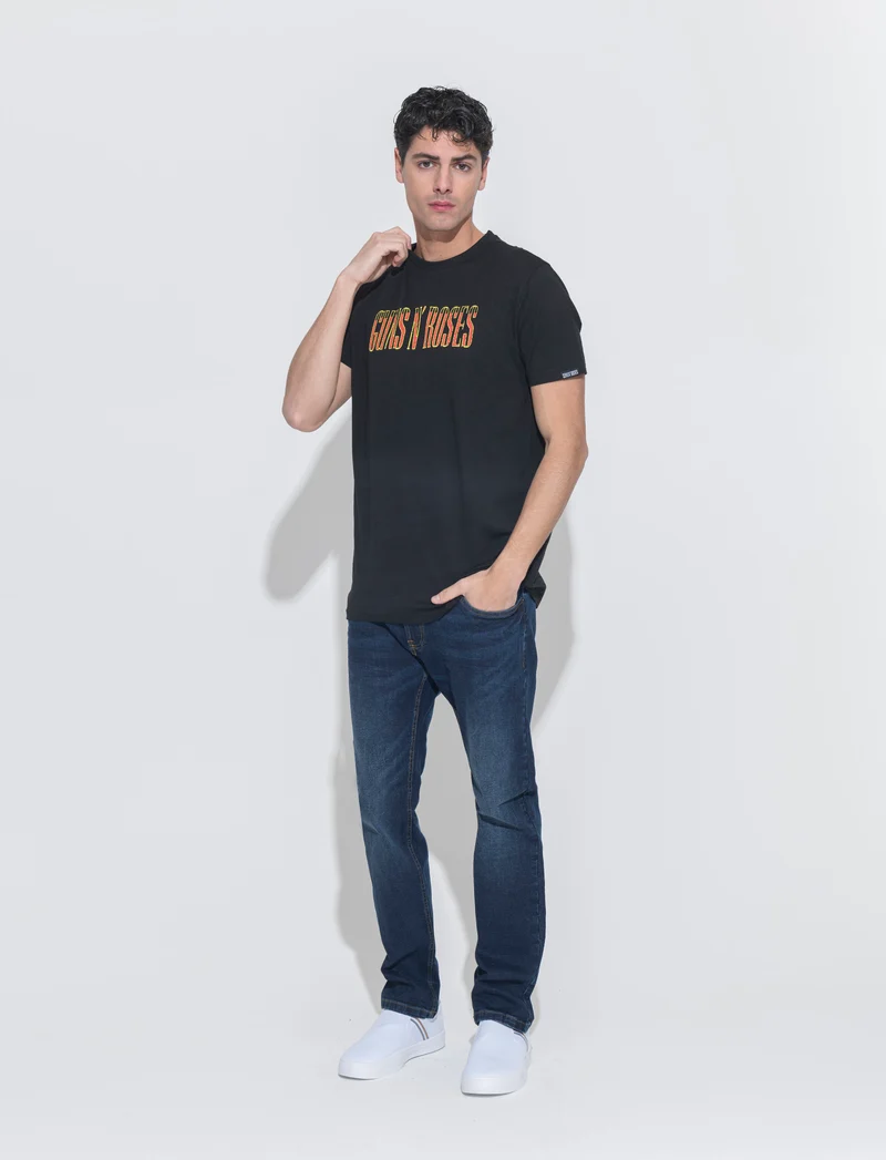 T-shirt stampa guns n' roses da uomo - Nero
