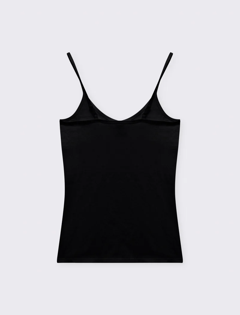 Top basico con scollo a v da donna - Nero