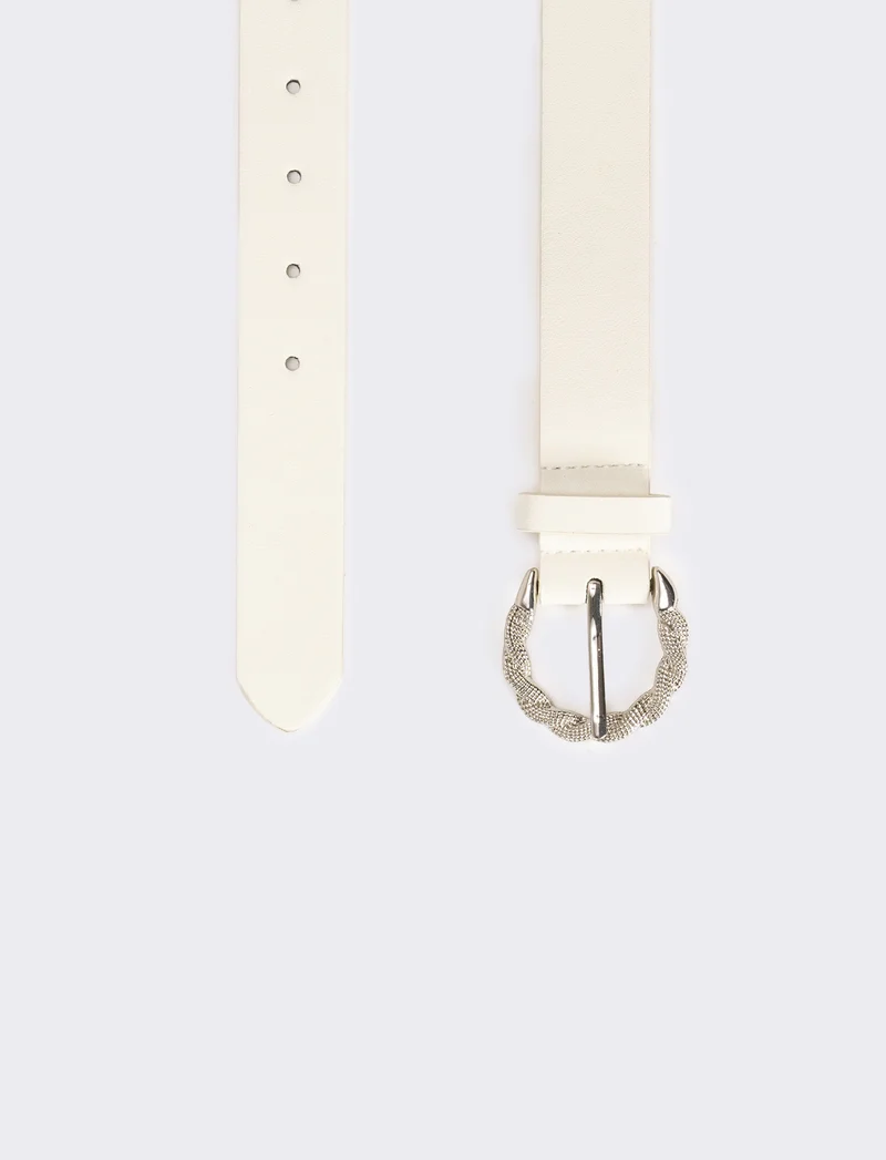 Cintura donna con fibbia - Bianco
