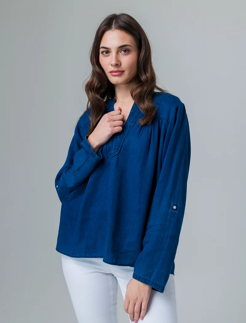 Casacca manica lunga da donna - DENIM SCURO