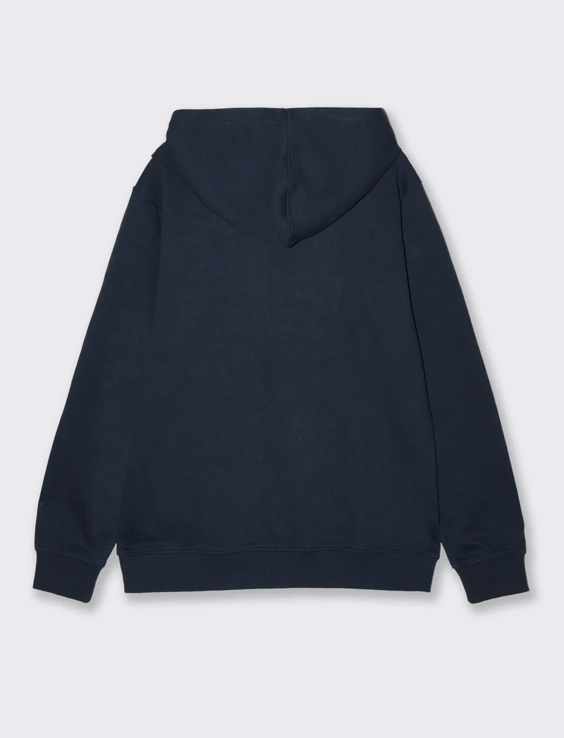 Felpa in piquet con cerniera e cappuccio da uomo - Blu