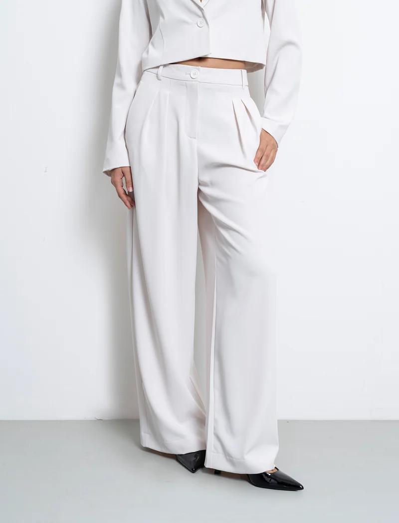Pantalone gamba dritta da donna - Bianco panna