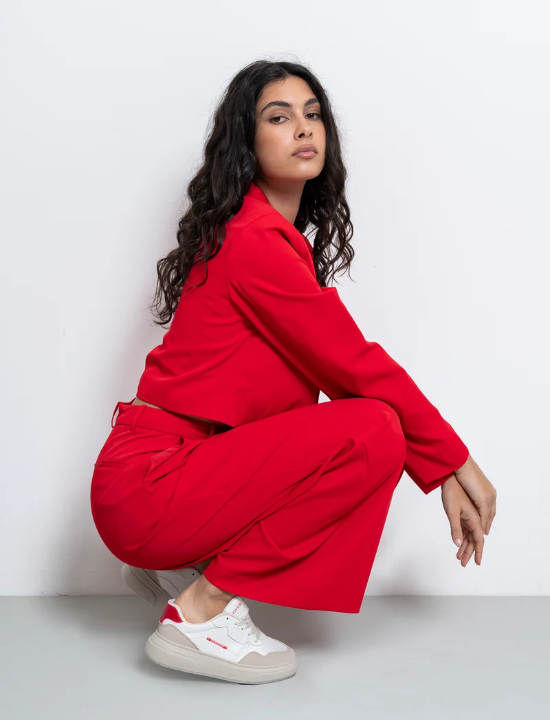 Pantalone gamba dritta da donna - Rosso