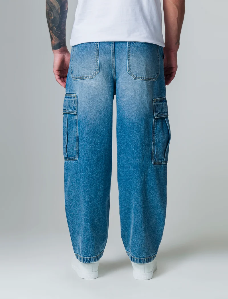 Jeans baggy skater cargo da uomo - Denim