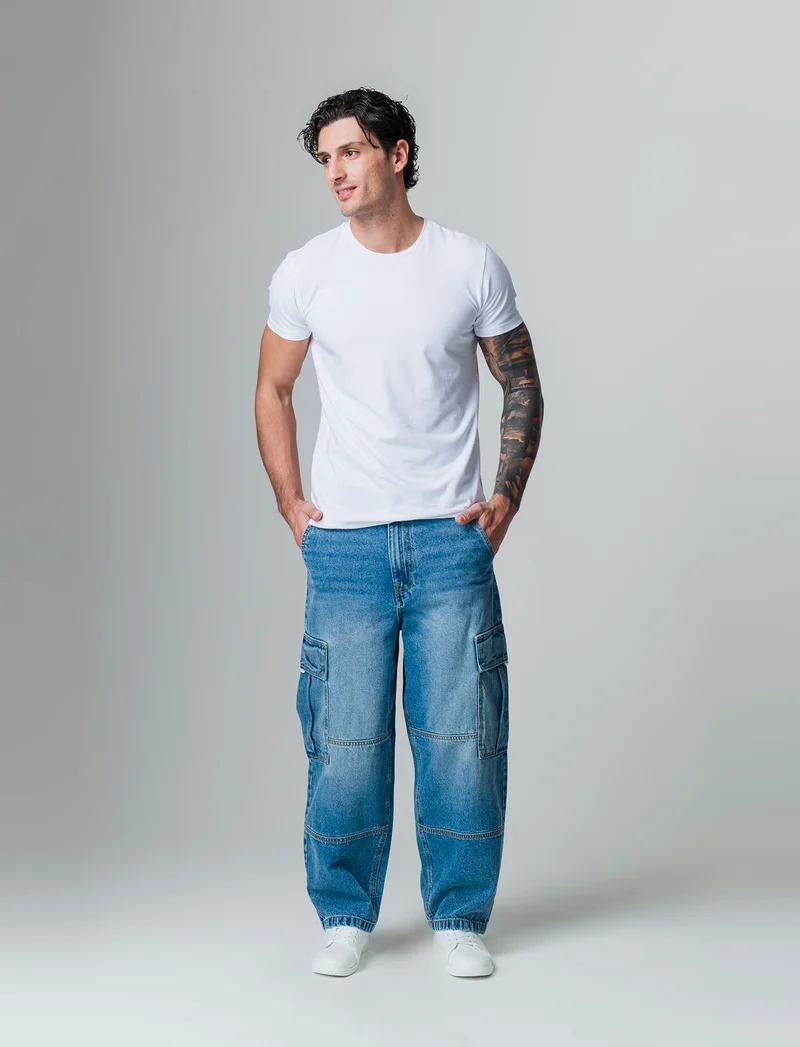 Jeans baggy skater cargo da uomo - Denim