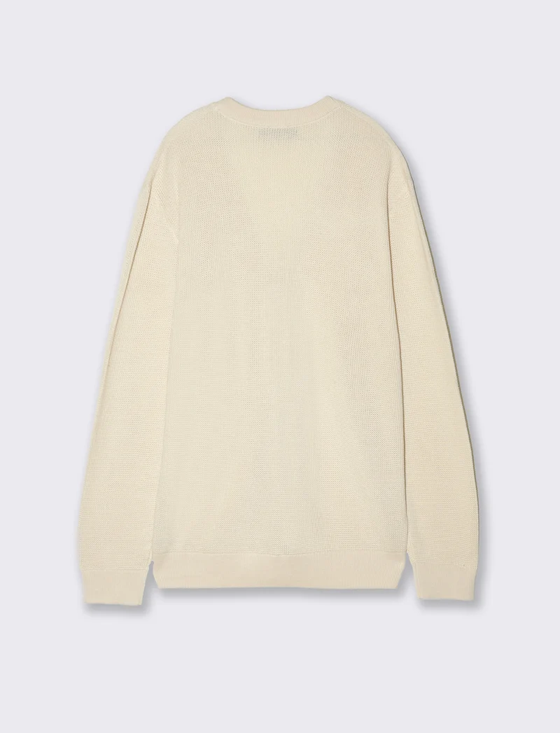 Maglia cardigan strutturata da uomo - Beige ecru