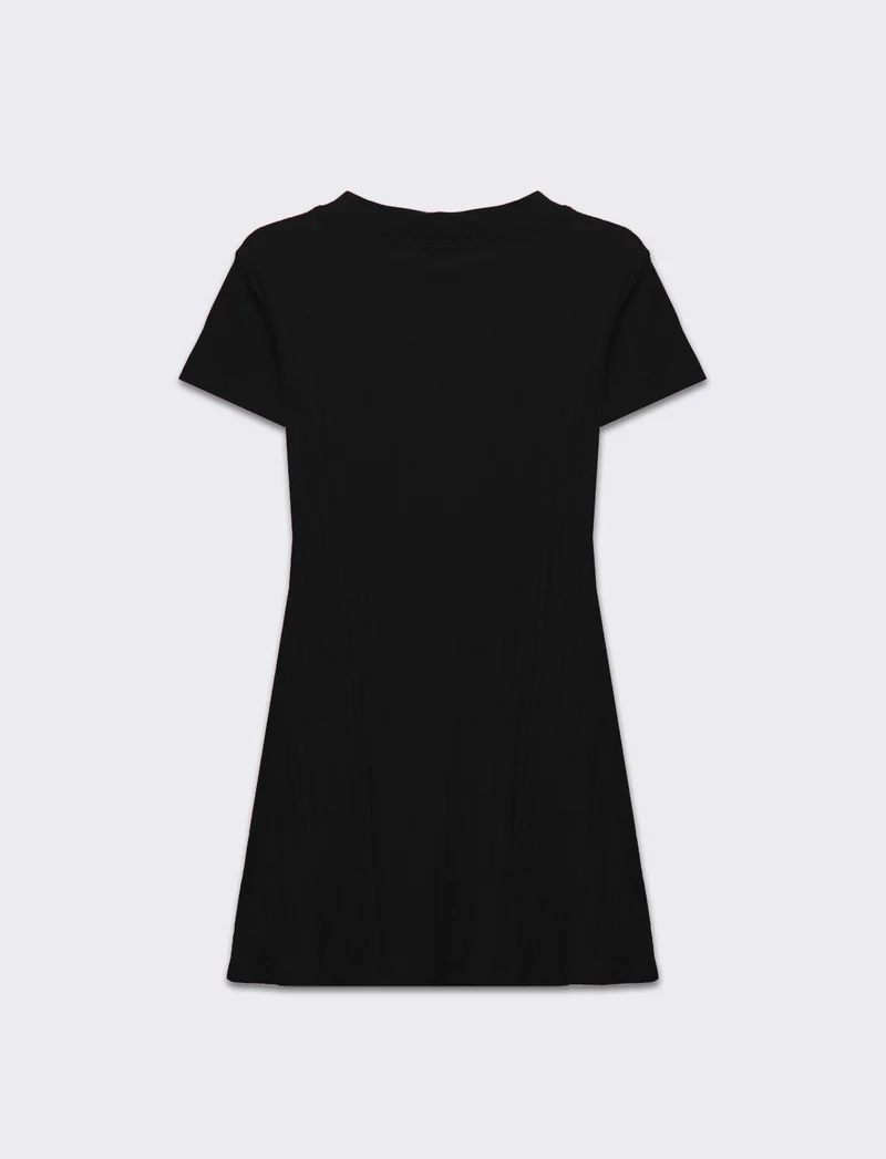 Vestito a coste svasato da donna - Nero