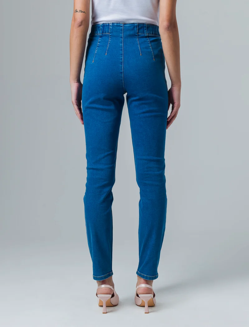 Skinny jeans con elastico in vita da donna - Denim