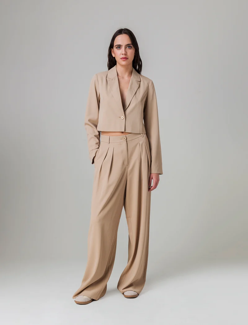 Blazer crop da donna - Beige