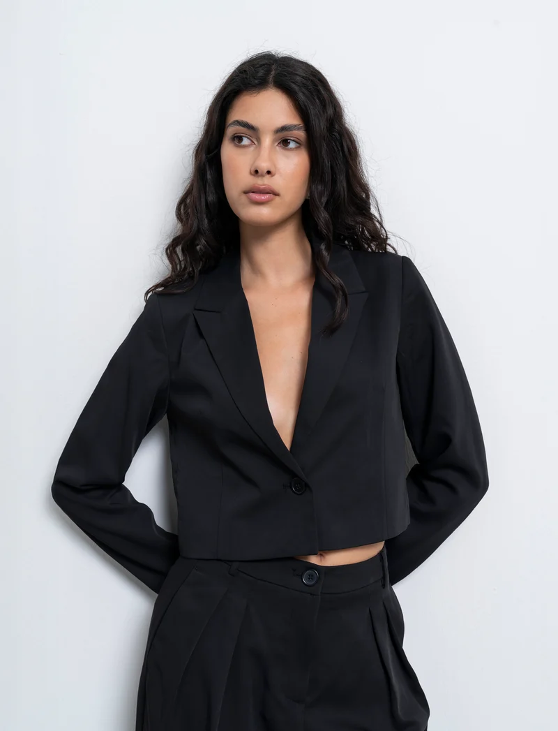 Blazer crop da donna - Nero